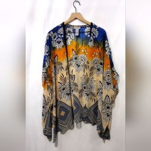 Catherines Floral Open Front Kimono Women's OS Multicolor Artsy Retro 90s Y2K